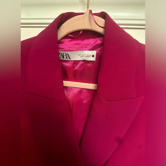 NWT ZARA Double Breasted Blazer Dress in Fuchsia - Picture 6 of 10